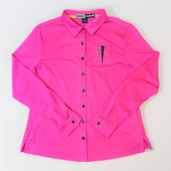 Jamie Sadock Women's Airwear Long Sleeve Golf Shirt Women's Size Medium Hot Pink - Picture 2 of 10